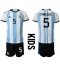 Strój piłkarski Argentyna Leandro Paredes #5 Koszulka Podstawowej dziecięce MŚ 2022 Krótki Rękaw (+ Krótkie spodenki)