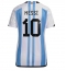Strój piłkarski Argentyna Lionel Messi #10 Koszulka Podstawowej damskie MŚ 2022 Krótki Rękaw