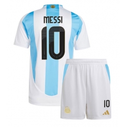 Strój piłkarski Argentyna Lionel Messi #10 Koszulka Podstawowej dziecięce Copa America 2024 Krótki Rękaw (+ Krótkie spodenki)