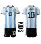 Strój piłkarski Argentyna Lionel Messi #10 Koszulka Podstawowej dziecięce MŚ 2022 Krótki Rękaw (+ Krótkie spodenki)