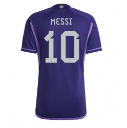 Strój piłkarski Argentyna Lionel Messi #10 Koszulka Wyjazdowej MŚ 2022 Krótki Rękaw