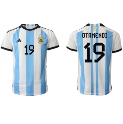 Strój piłkarski Argentyna Nicolas Otamendi #19 Koszulka Podstawowej MŚ 2022 Krótki Rękaw