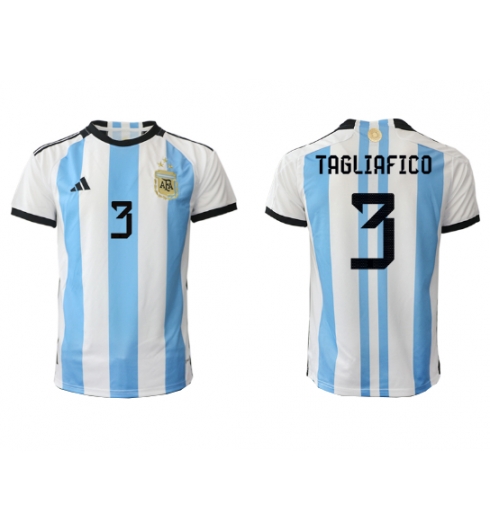 Strój piłkarski Argentyna Nicolas Tagliafico #3 Koszulka Podstawowej MŚ 2022 Krótki Rękaw