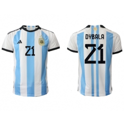 Strój piłkarski Argentyna Paulo Dybala #21 Koszulka Podstawowej MŚ 2022 Krótki Rękaw