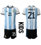 Strój piłkarski Argentyna Paulo Dybala #21 Koszulka Podstawowej dziecięce MŚ 2022 Krótki Rękaw (+ Krótkie spodenki)