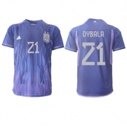Strój piłkarski Argentyna Paulo Dybala #21 Koszulka Wyjazdowej MŚ 2022 Krótki Rękaw