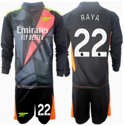 Strój piłkarski Arsenal David Raya #22 Bramkarskie Koszulka Trzeciej dziecięce 2024-25 Długi Rękaw (+ Krótkie spodenki)