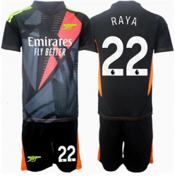 Strój piłkarski Arsenal David Raya #22 Bramkarskie Koszulka Trzeciej dziecięce 2024-25 Krótki Rękaw (+ Krótkie spodenki)