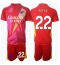 Strój piłkarski Arsenal David Raya #22 Bramkarskie Koszulka Wyjazdowej dziecięce 2024-25 Krótki Rękaw (+ Krótkie spodenki)
