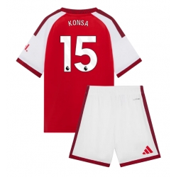 Strój piłkarski Arsenal Ezri Konsa #15 Koszulka Podstawowej dziecięce 2026-27 Krótki Rękaw (+ Krótkie spodenki)