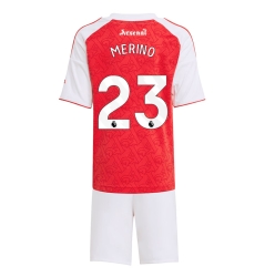 Strój piłkarski Arsenal Mikel Merino #23 Koszulka Podstawowej dziecięce 2025-26 Krótki Rękaw (+ Krótkie spodenki)