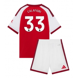 Strój piłkarski Arsenal Riccardo Calafiori #33 Koszulka Podstawowej dziecięce 2026-27 Krótki Rękaw (+ Krótkie spodenki)