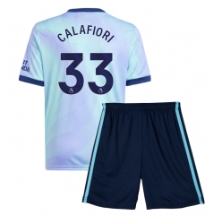 Strój piłkarski Arsenal Riccardo Calafiori #33 Koszulka Trzeciej dziecięce 2024-25 Krótki Rękaw (+ Krótkie spodenki)