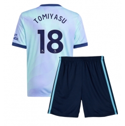 Strój piłkarski Arsenal Takehiro Tomiyasu #18 Koszulka Trzeciej dziecięce 2024-25 Krótki Rękaw (+ Krótkie spodenki)