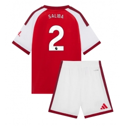 Strój piłkarski Arsenal William Saliba #2 Koszulka Podstawowej dziecięce 2026-27 Krótki Rękaw (+ Krótkie spodenki)