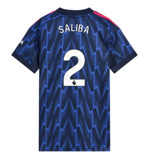 Strój piłkarski Arsenal William Saliba #2 Koszulka Wyjazdowej damskie 2025-26 Krótki Rękaw Strój piłkarski Arsenal William Saliba #2 Koszulka Wyjazdowej damskie 2025-26 Krótki Rękaw