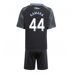 Strój piłkarski Aston Villa Boubacar Kamara #44 Koszulka Wyjazdowej dziecięce 2025-26 Krótki Rękaw (+ Krótkie spodenki)