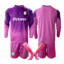 Strój piłkarski Aston Villa Bramkarskie Koszulka Trzeciej dziecięce 2025-26 Długi Rękaw (+ Krótkie spodenki)