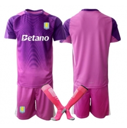 Strój piłkarski Aston Villa Bramkarskie Koszulka Trzeciej dziecięce 2025-26 Krótki Rękaw (+ Krótkie spodenki)