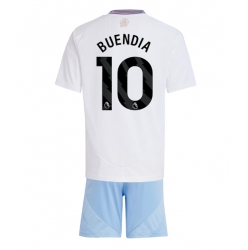 Strój piłkarski Aston Villa Emiliano Buendia #10 Koszulka Wyjazdowej dziecięce 2024-25 Krótki Rękaw (+ Krótkie spodenki)