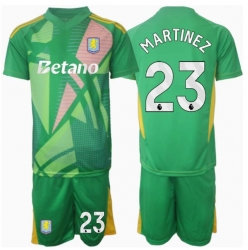 Strój piłkarski Aston Villa Emiliano Martinez #23 Bramkarskie Koszulka Podstawowej dziecięce 2024-25 Krótki Rękaw (+ Krótkie spodenki)