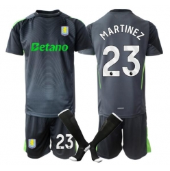 Strój piłkarski Aston Villa Emiliano Martinez #23 Bramkarskie Koszulka Podstawowej dziecięce 2025-26 Krótki Rękaw (+ Krótkie spodenki)