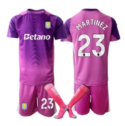 Strój piłkarski Aston Villa Emiliano Martinez #23 Bramkarskie Koszulka Trzeciej dziecięce 2025-26 Krótki Rękaw (+ Krótkie spodenki)