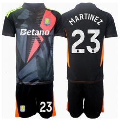 Strój piłkarski Aston Villa Emiliano Martinez #23 Bramkarskie Koszulka Wyjazdowej dziecięce 2024-25 Krótki Rękaw (+ Krótkie spodenki)