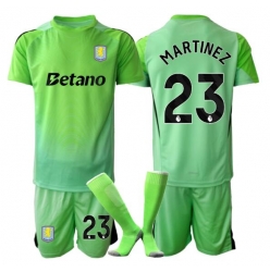 Strój piłkarski Aston Villa Emiliano Martinez #23 Bramkarskie Koszulka Wyjazdowej dziecięce 2025-26 Krótki Rękaw (+ Krótkie spodenki)