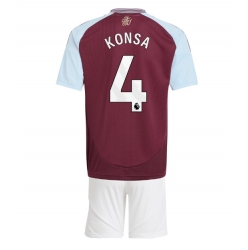 Strój piłkarski Aston Villa Ezri Konsa #4 Koszulka Podstawowej dziecięce 2024-25 Krótki Rękaw (+ Krótkie spodenki)