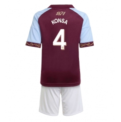 Strój piłkarski Aston Villa Ezri Konsa #4 Koszulka Podstawowej dziecięce 2025-26 Krótki Rękaw (+ Krótkie spodenki)