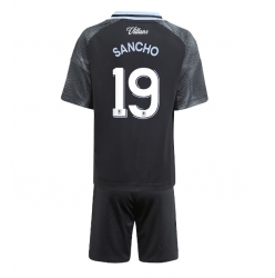 Strój piłkarski Aston Villa Jadon Sancho #19 Koszulka Wyjazdowej dziecięce 2025-26 Krótki Rękaw (+ Krótkie spodenki)
