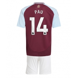 Strój piłkarski Aston Villa Pau Torres #14 Koszulka Podstawowej dziecięce 2024-25 Krótki Rękaw (+ Krótkie spodenki)