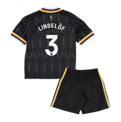 Strój piłkarski Aston Villa Victor Lindelof #3 Koszulka Wyjazdowej dziecięce 2026-27 Krótki Rękaw (+ Krótkie spodenki)