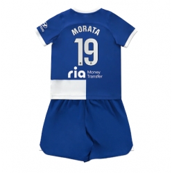 Strój piłkarski Atletico Madrid Alvaro Morata #19 Koszulka Wyjazdowej dziecięce 2023-24 Krótki Rękaw (+ Krótkie spodenki)