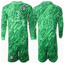 Strój piłkarski Atletico Madrid Bramkarskie Koszulka Wyjazdowej dziecięce 2024-25 Długi Rękaw (+ Krótkie spodenki)
