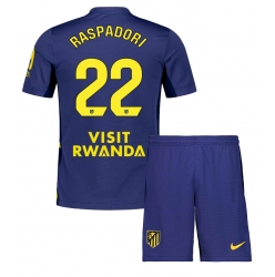 Strój piłkarski Atletico Madrid Giacomo Raspadori #22 Koszulka Wyjazdowej dziecięce 2025-26 Krótki Rękaw (+ Krótkie spodenki)