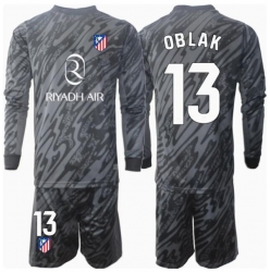 Strój piłkarski Atletico Madrid Jan Oblak #13 Bramkarskie Koszulka Podstawowej dziecięce 2024-25 Długi Rękaw (+ Krótkie spodenki)