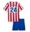 Strój piłkarski Atletico Madrid Robin Le Normand #24 Koszulka Podstawowej dziecięce 2025-26 Krótki Rękaw (+ Krótkie spodenki)