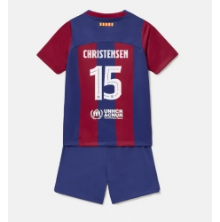 Strój piłkarski Barcelona Andreas Christensen #15 Koszulka Podstawowej dziecięce 2023-24 Krótki Rękaw (+ Krótkie spodenki)