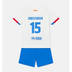 Strój piłkarski Barcelona Andreas Christensen #15 Koszulka Wyjazdowej dziecięce 2023-24 Krótki Rękaw (+ Krótkie spodenki)