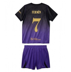 Strój piłkarski Barcelona Fermin Lopez #7 Koszulka Wyjazdowej dziecięce 2026-27 Krótki Rękaw (+ Krótkie spodenki)