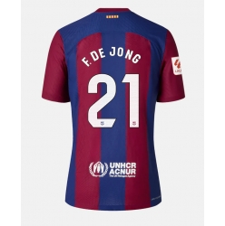 Strój piłkarski Barcelona Frenkie de Jong #21 Koszulka Podstawowej damskie 2023-24 Krótki Rękaw