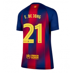 Strój piłkarski Barcelona Frenkie de Jong #21 Koszulka Podstawowej damskie 2025-26 Krótki Rękaw