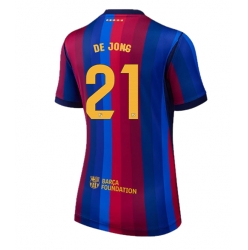 Strój piłkarski Barcelona Frenkie de Jong #21 Koszulka Podstawowej damskie 2026-27 Krótki Rękaw