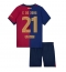 Strój piłkarski Barcelona Frenkie de Jong #21 Koszulka Podstawowej dziecięce 2024-25 Krótki Rękaw (+ Krótkie spodenki)