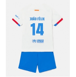 Strój piłkarski Barcelona Joao Felix #14 Koszulka Wyjazdowej dziecięce 2023-24 Krótki Rękaw (+ Krótkie spodenki)
