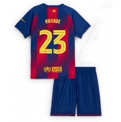 Strój piłkarski Barcelona Jules Kounde #23 Koszulka Podstawowej dziecięce 2025-26 Krótki Rękaw (+ Krótkie spodenki)