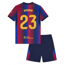 Strój piłkarski Barcelona Jules Kounde #23 Koszulka Podstawowej dziecięce 2026-27 Krótki Rękaw (+ Krótkie spodenki)