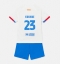 Strój piłkarski Barcelona Jules Kounde #23 Koszulka Wyjazdowej dziecięce 2023-24 Krótki Rękaw (+ Krótkie spodenki)